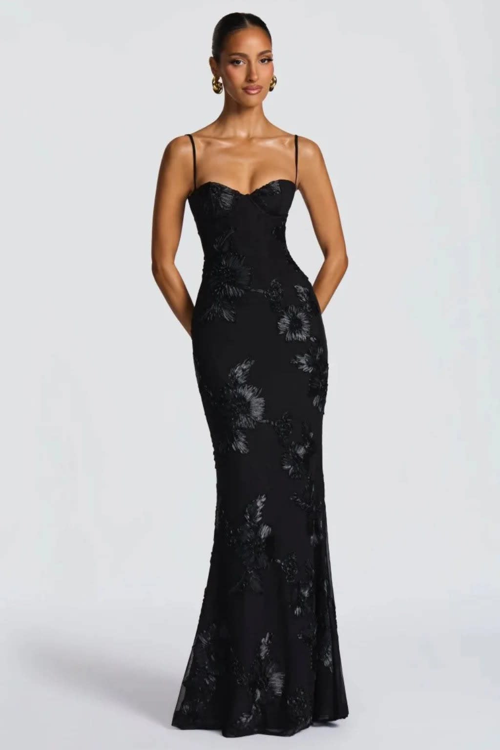 Octavia Embroidered Corset Wedding Guest Maxi Dress_6
