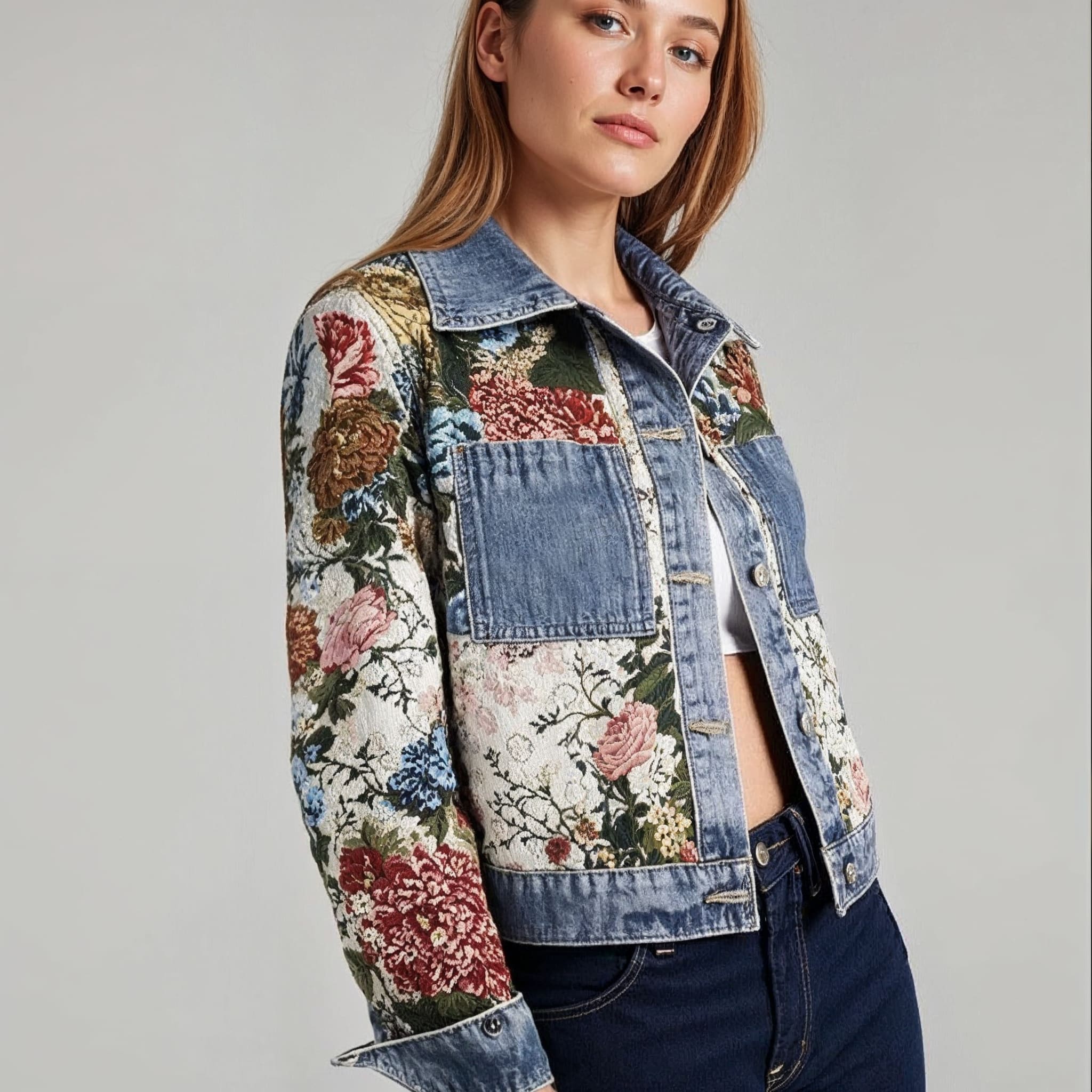 Amira Floral Patchwork Denim Jacket_3