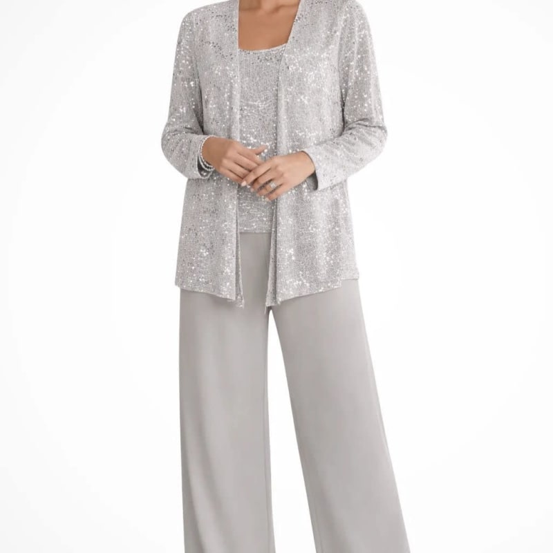 Solene Sequin Lace Wedding Guest Trouser Suit with Jacket_1