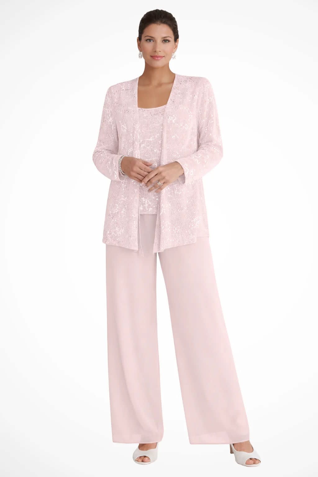 Solene Sequin Lace Wedding Guest Trouser Suit with Jacket_13