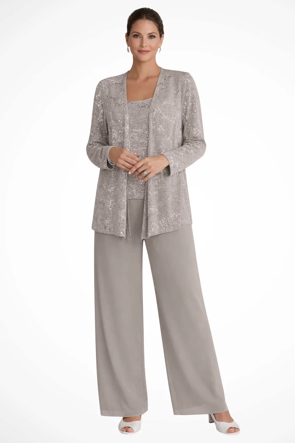 Solene Sequin Lace Wedding Guest Trouser Suit with Jacket_9