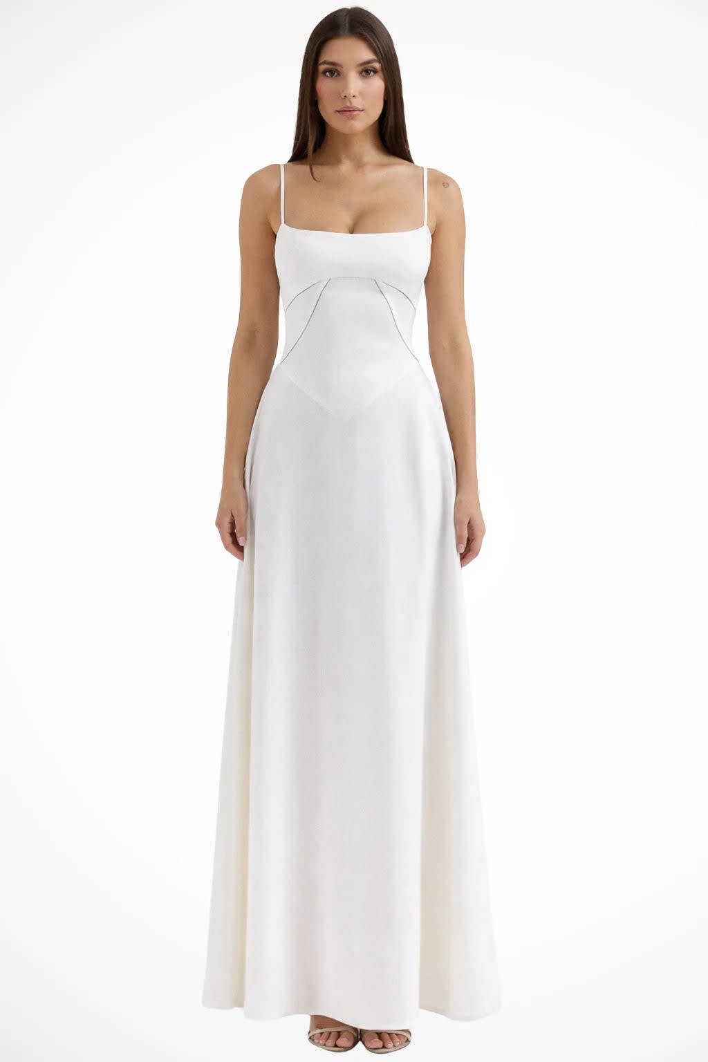 Larissa Square Neck Lace-Up Back Wedding Guest Maxi Dress_17