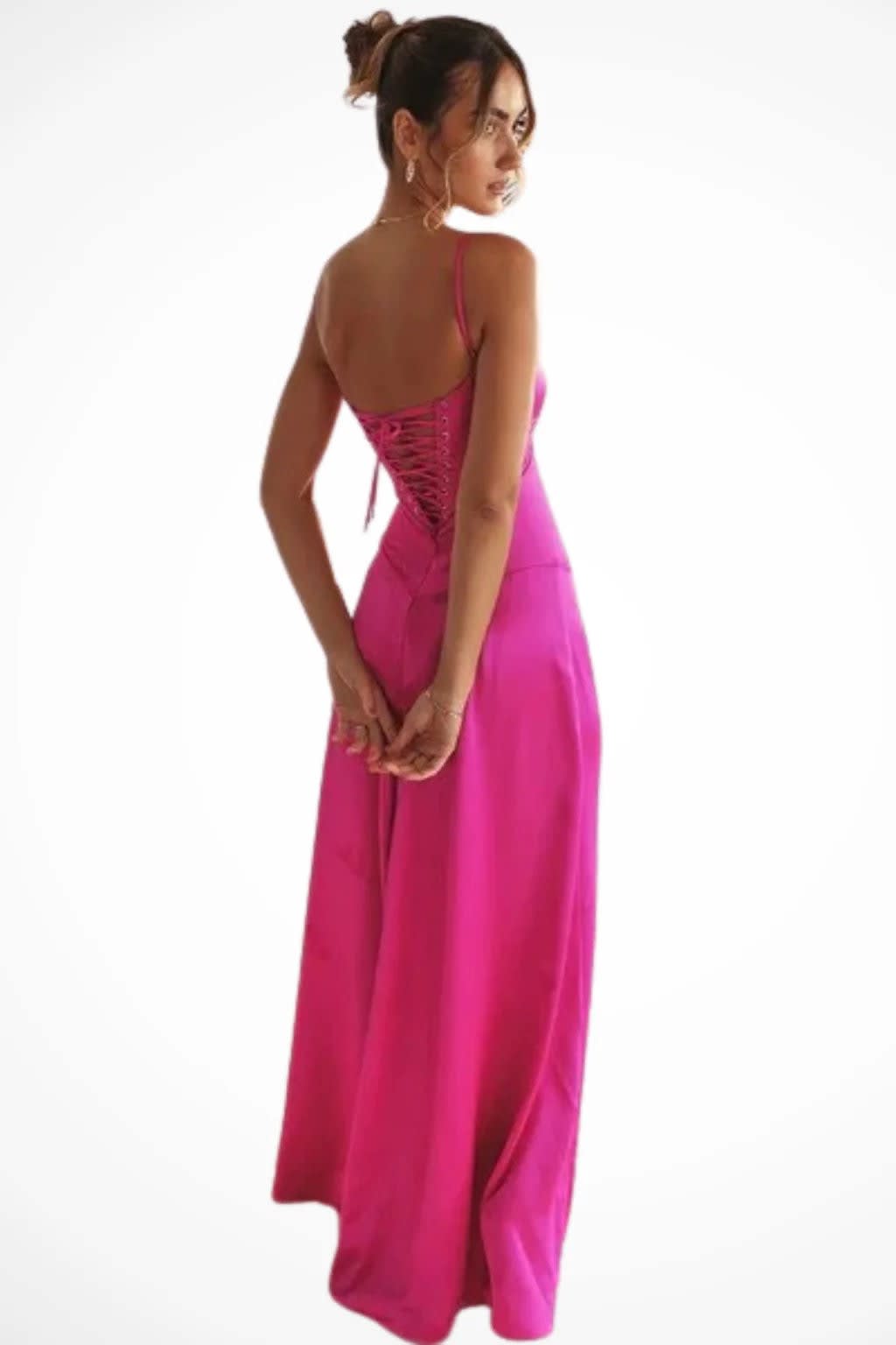 Larissa Square Neck Lace-Up Back Wedding Guest Maxi Dress_26