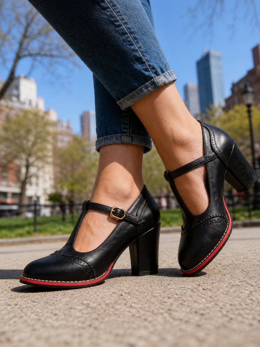 Carla Brogue Block Heel Mary Jane Shoes_5