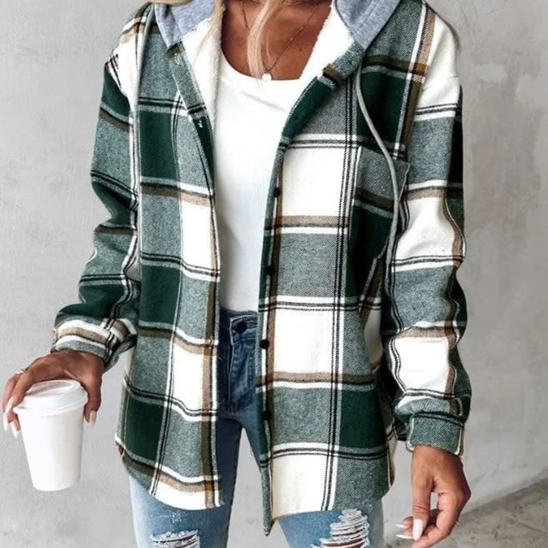 Lisa Plaid Hooded Shirt Jacket_1