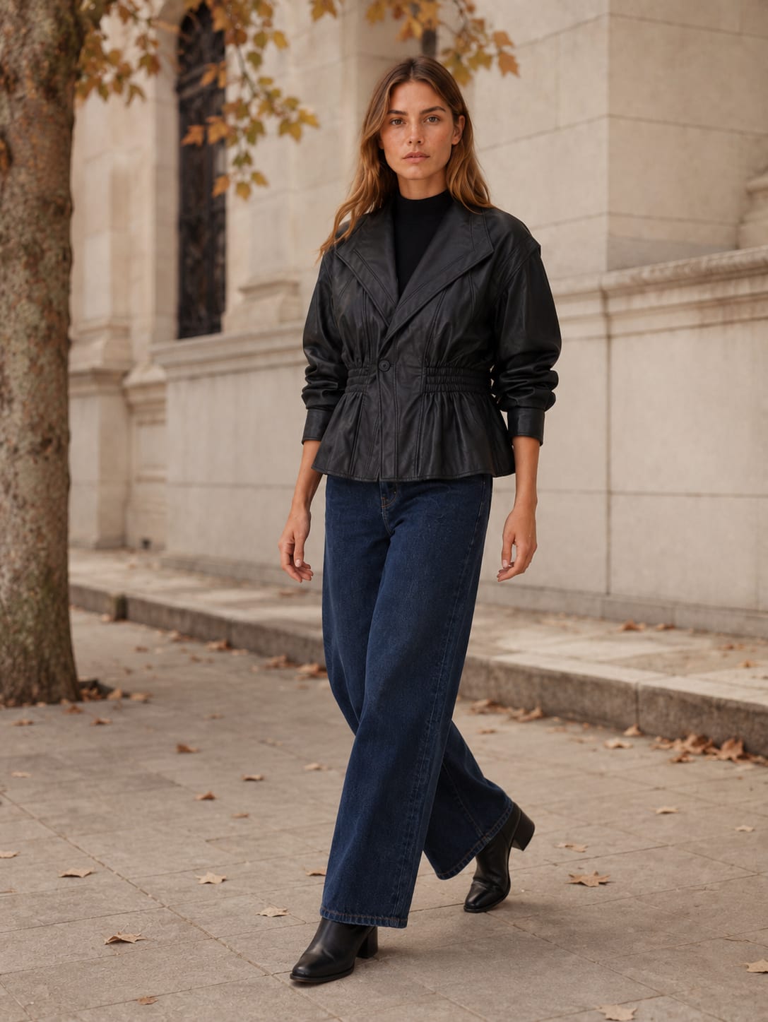 Liesel Peplum Faux Leather Jacket with Cinched Waist_4