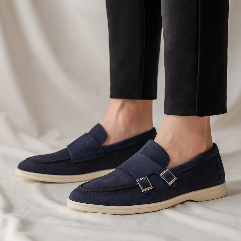Manuel Suede Cupsole Double Monk Strap Loafers_2