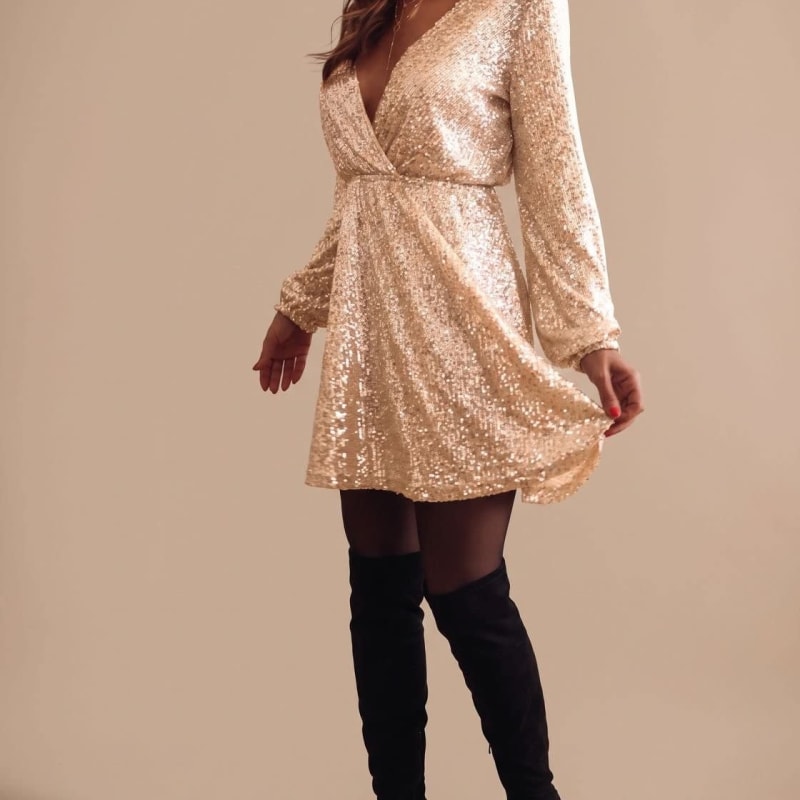 Romy Sequin Wrap Christmas Party Dress_1