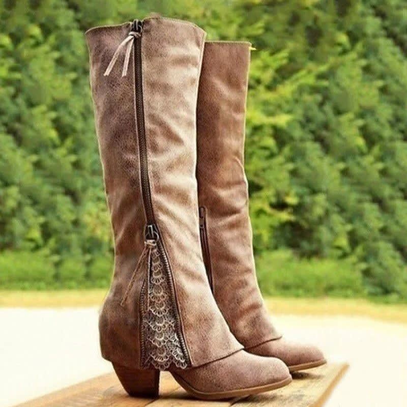 Belen Suede Lace Up Knee High Boots_1