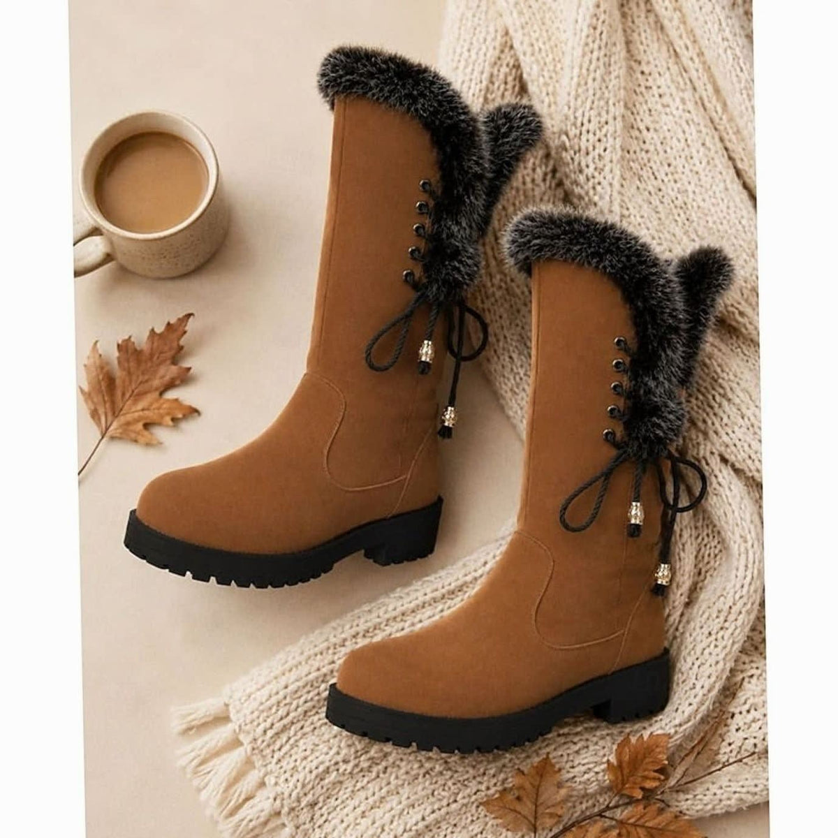Ellie Plush Lined Fur Trim Snow Boots_15