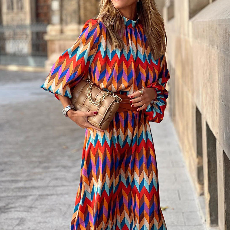 Olivia Colourful Print Midi Dress