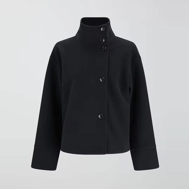 Victoria Stand Collar Wool Pea Coat_15