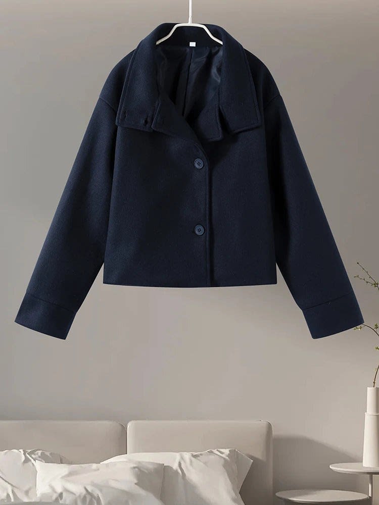 Victoria Stand Collar Wool Pea Coat_9