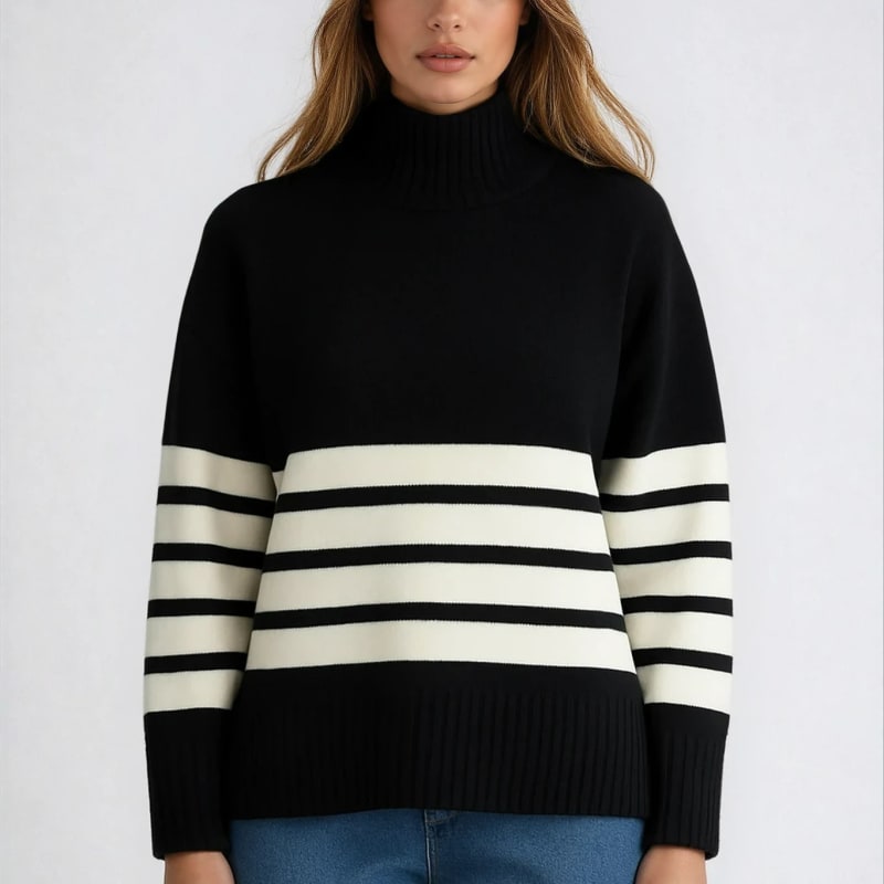 Idunn Striped Mock Neck Sweater_1