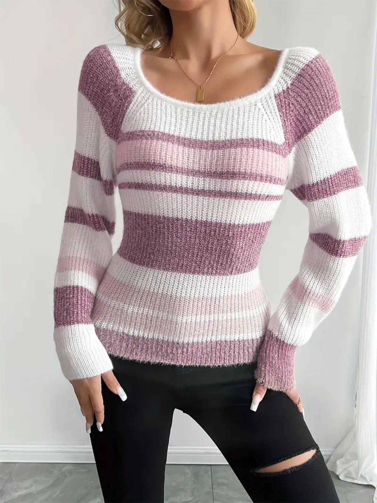 Ragna Striped Slim Fit Sweater_3
