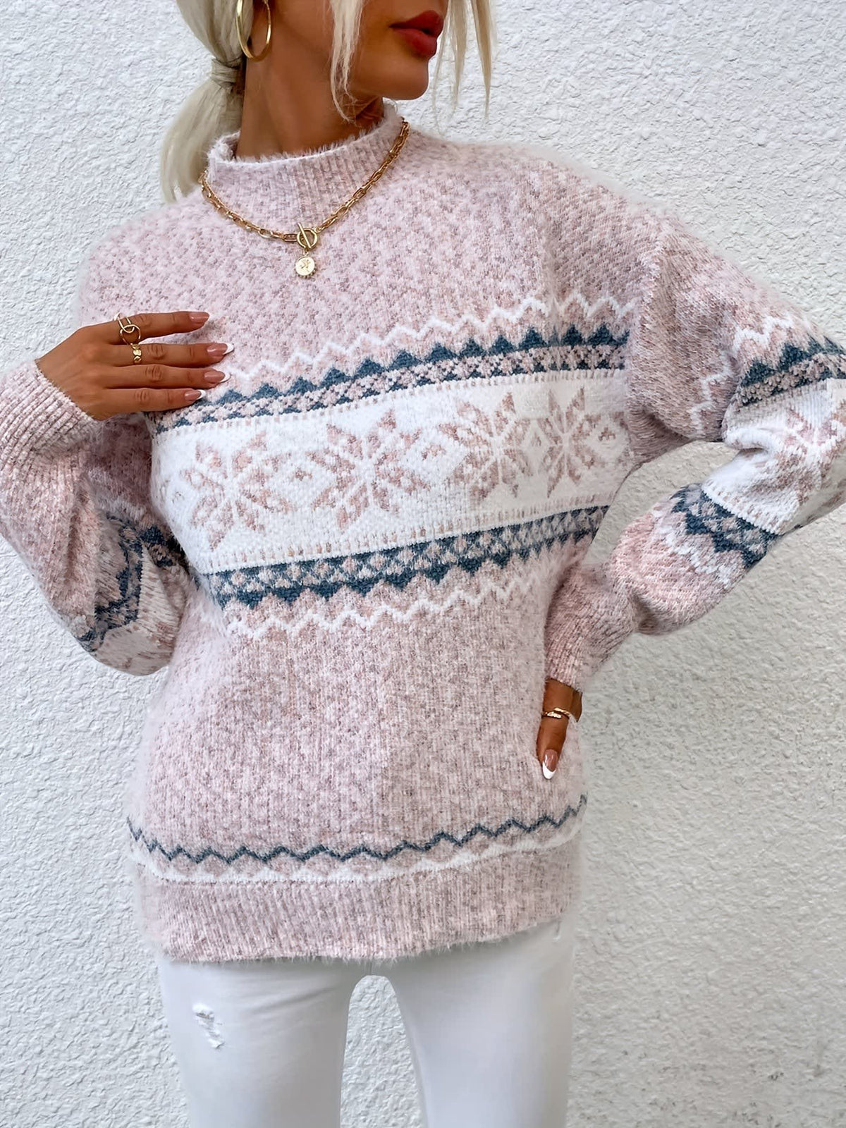 Annabel Snowflake Mock Neck Christmas Sweater_13