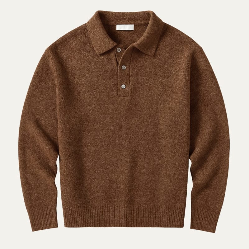 Javier Knit Long Sleeve Polo Sweater_1