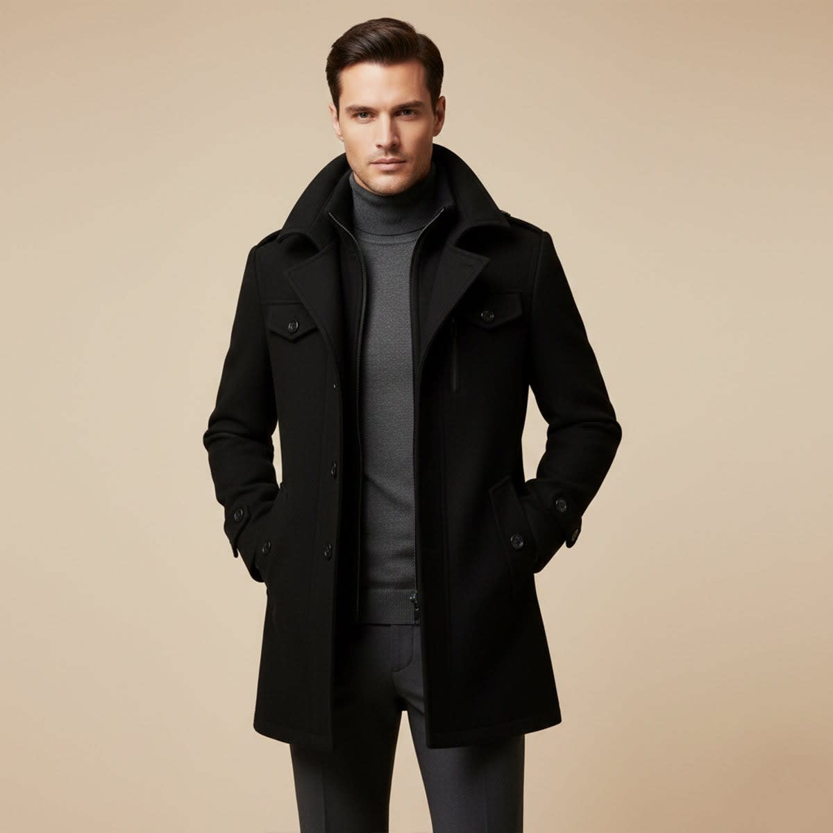 Kaleb Slim Fit Layered Winter Coat_6