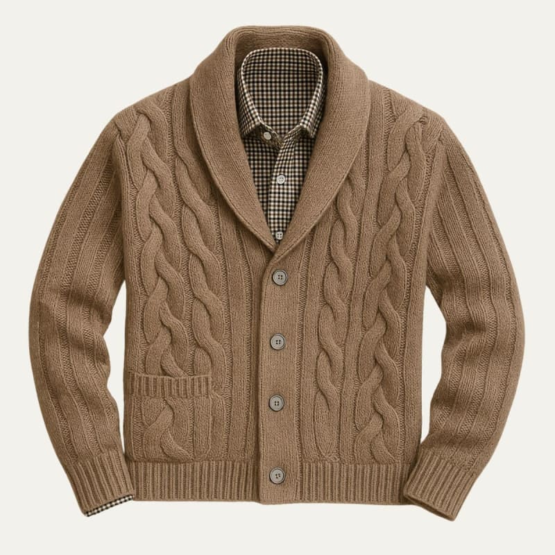 Jamal Merino Wool Shawl Collar Cardigan_1