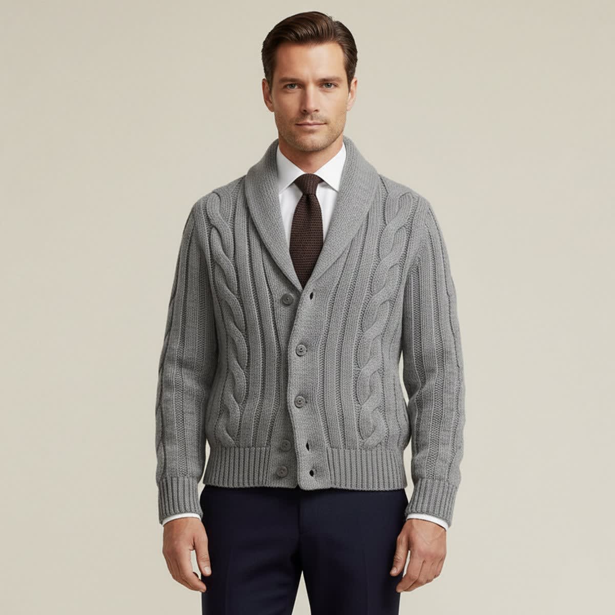 Jamal Merino Wool Shawl Collar Cardigan_5