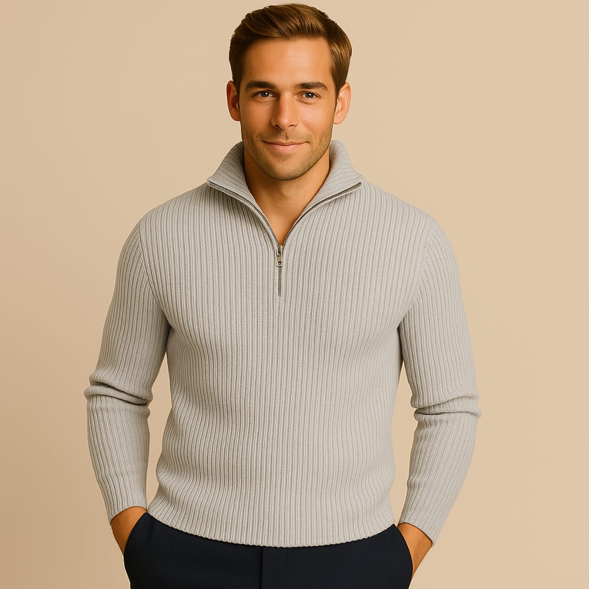 Horace Merino Wool Quarter Zip Sweater_2