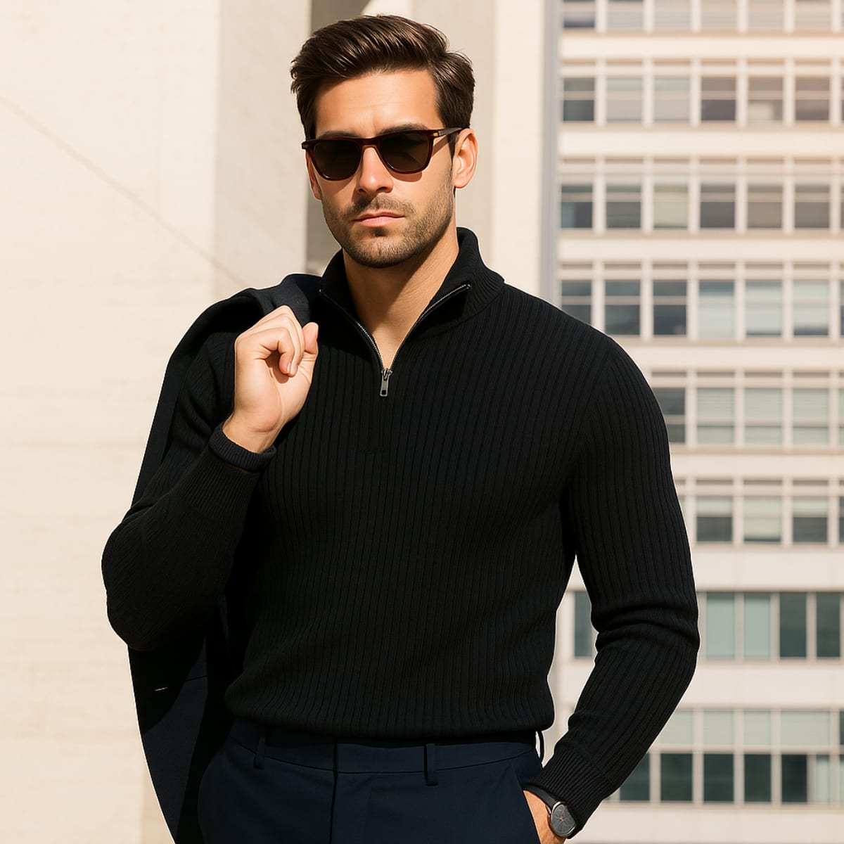 Horace Merino Wool Quarter Zip Sweater_6