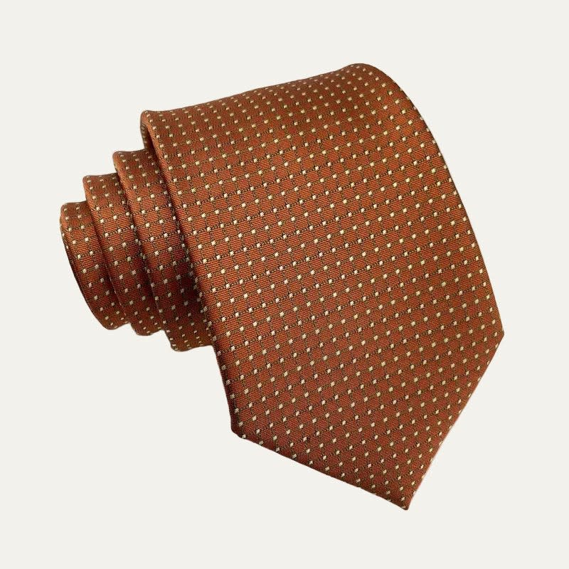 Cesar Orange Pin Dot Necktie_1