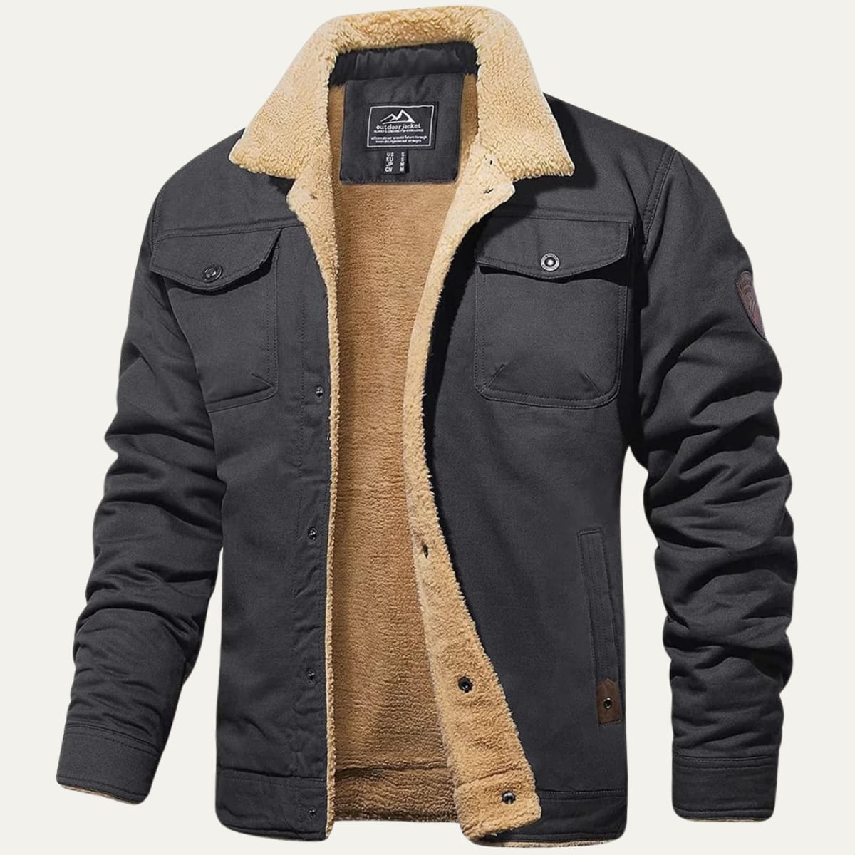 Kareem Sherpa Lined Cotton Trucker Jacket_9