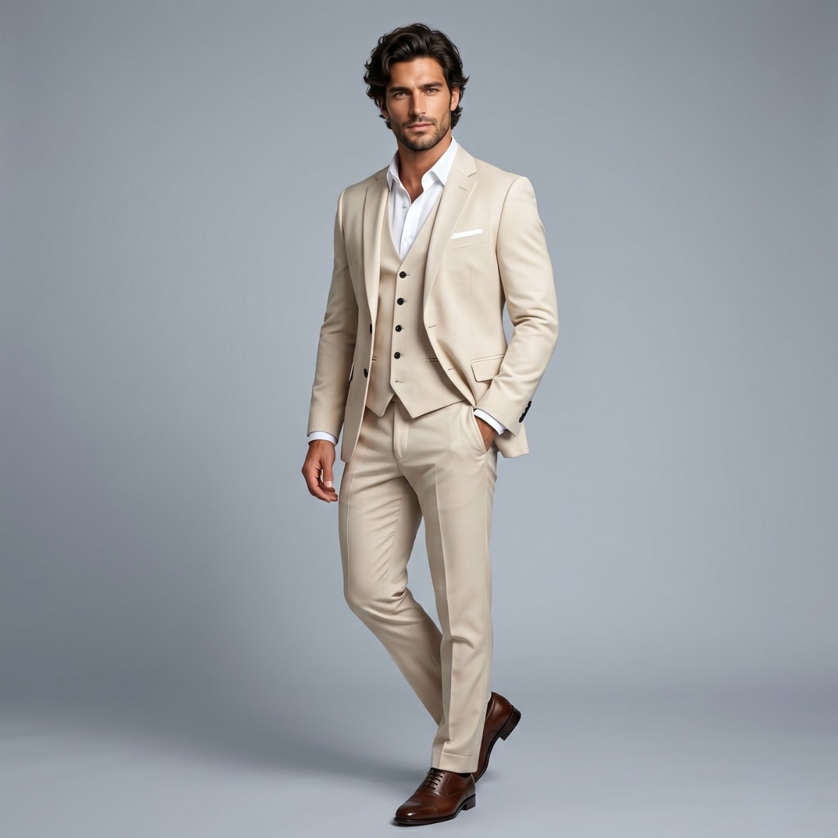 Brent Peak Lapel Three Piece Suit_2