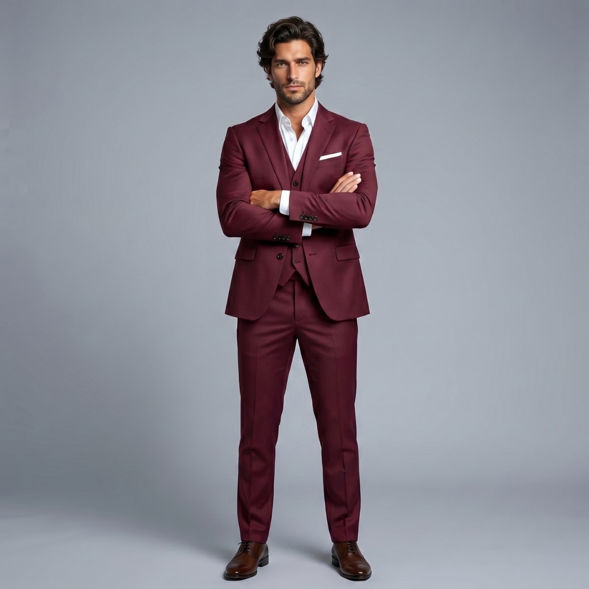 Brent Peak Lapel Three Piece Suit_6