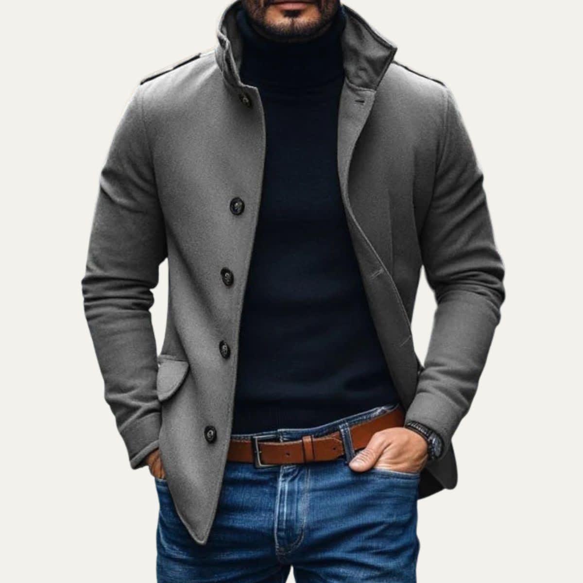 Brant Wool Blend Stand Collar Coat_7