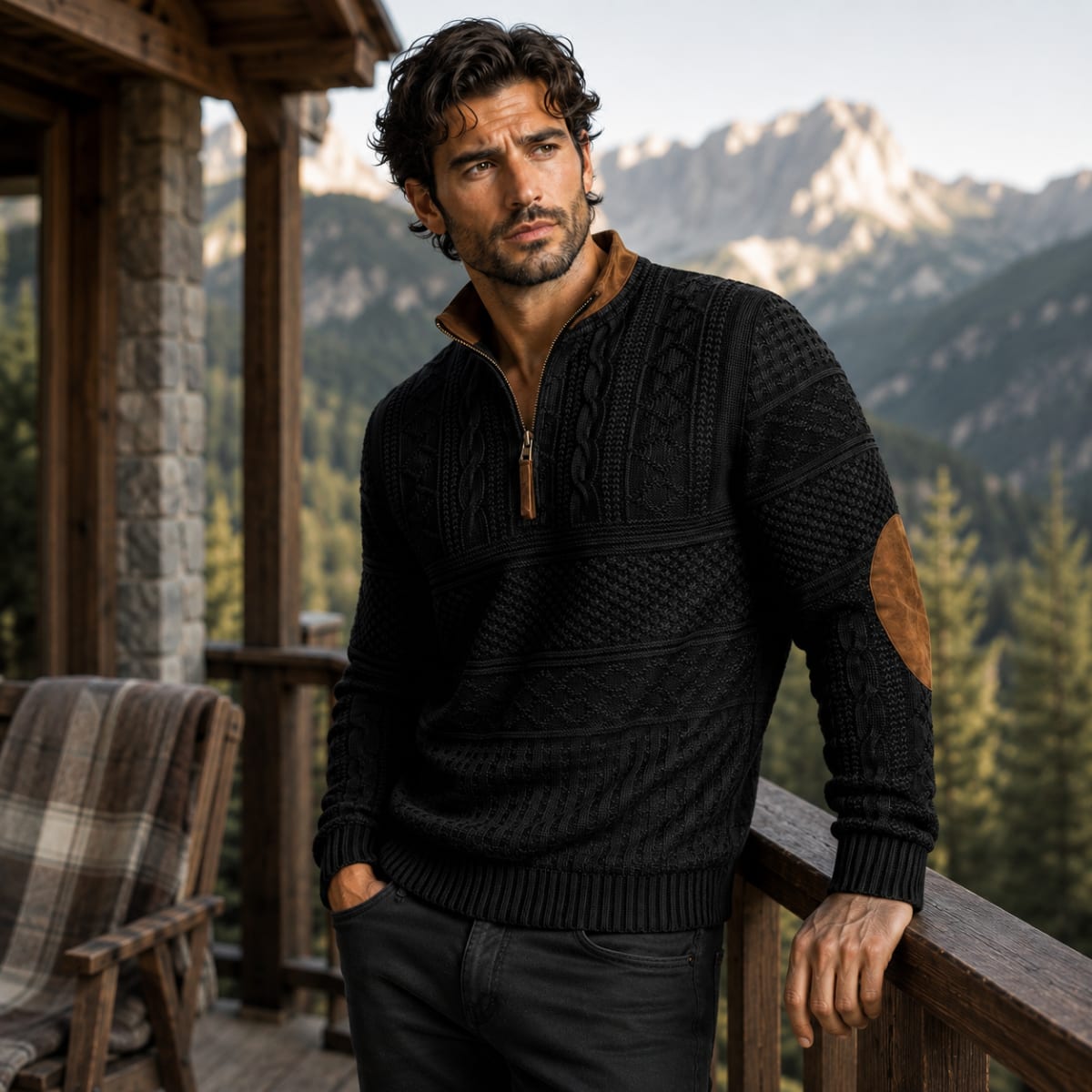 Kade Half Zip Cable Knit Sweater_9