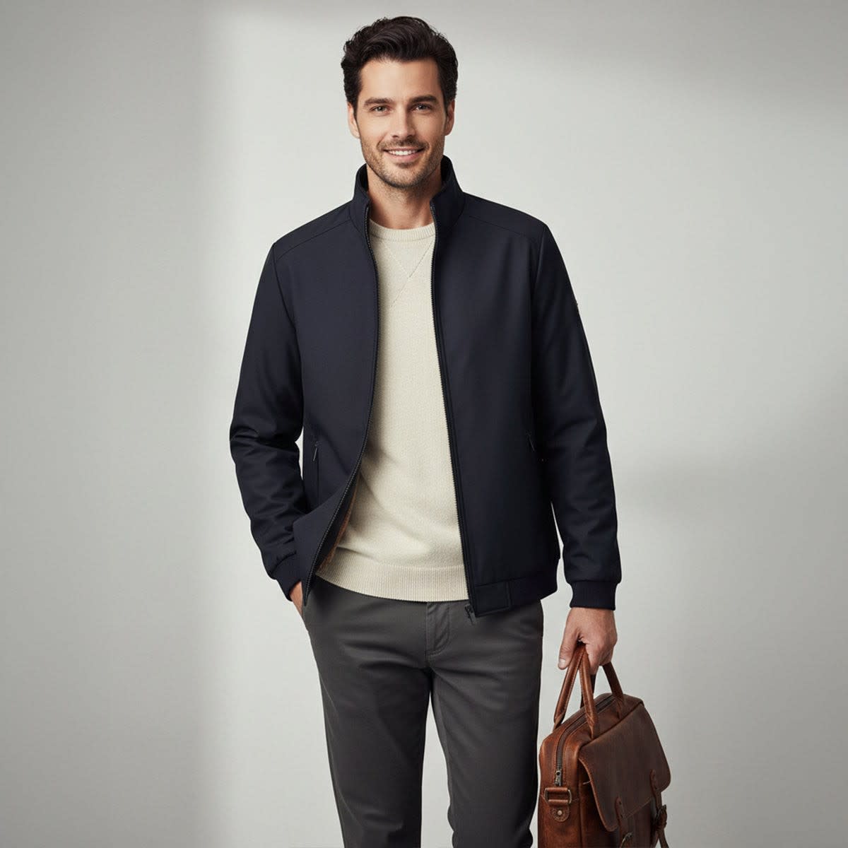 Kai Fleece Lined Stand Collar Jacket_2