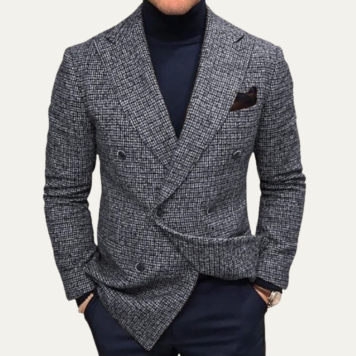 Duncan Double Breasted Houndstooth Blazer_2