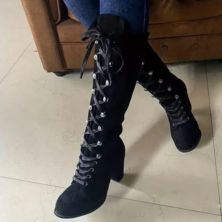 Kalypso Suede Block Heel Knee High Boots_11