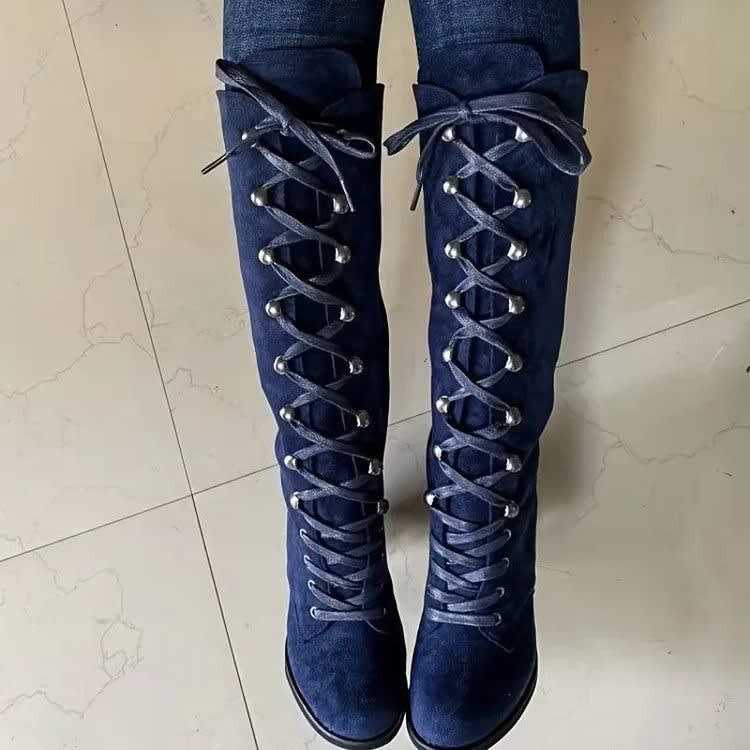 Kalypso Suede Block Heel Knee High Boots_7