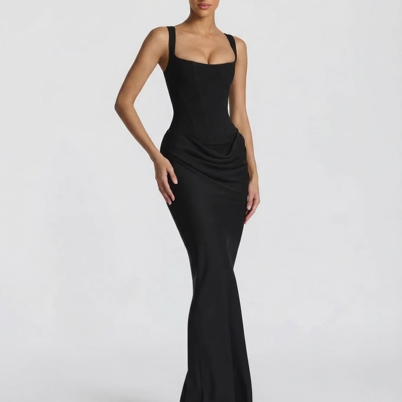 Nieves Draped Corset Evening Gown_1