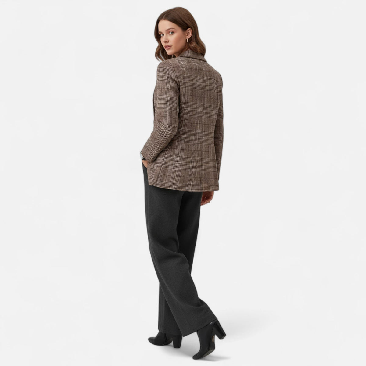 Delia Single Breasted Plaid Blazer_3
