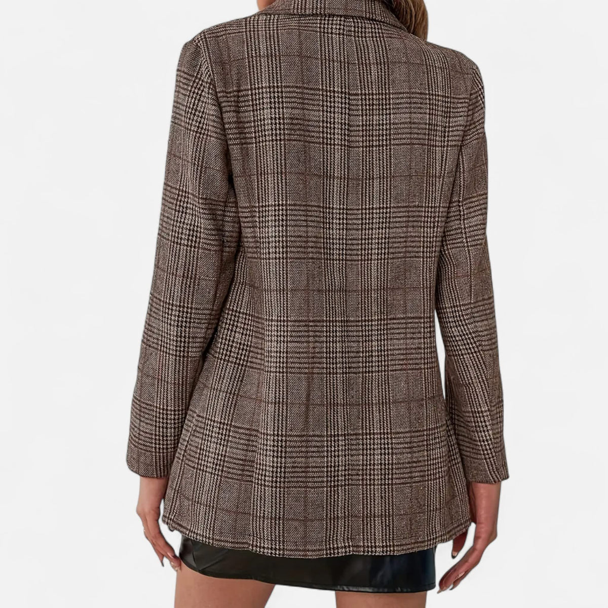 Delia Single Breasted Plaid Blazer_4