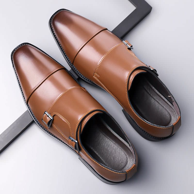 Philip Italian Leather Cap Toe Double Monk Loafers_2