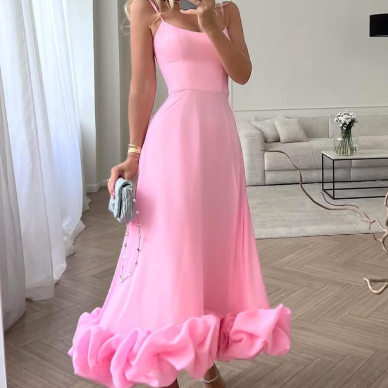 Gwen Ruffle Hem Spaghetti Strap Maxi Dress_1