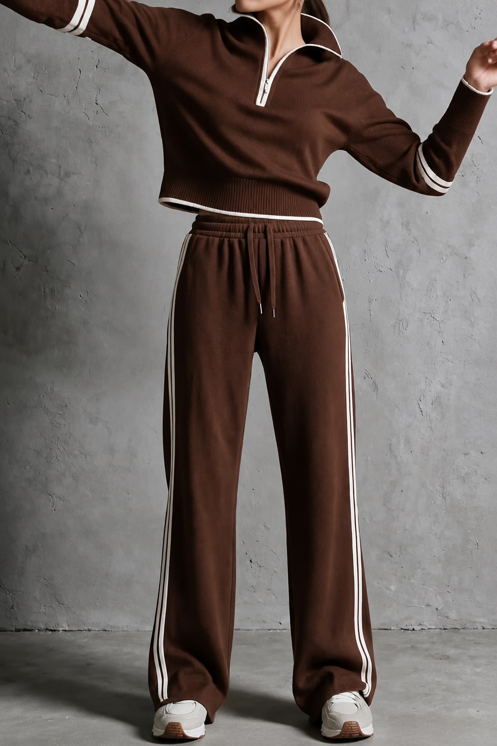 Iris Half Zip Pullover and Wide Leg Track Pants Two Piece Set_15
