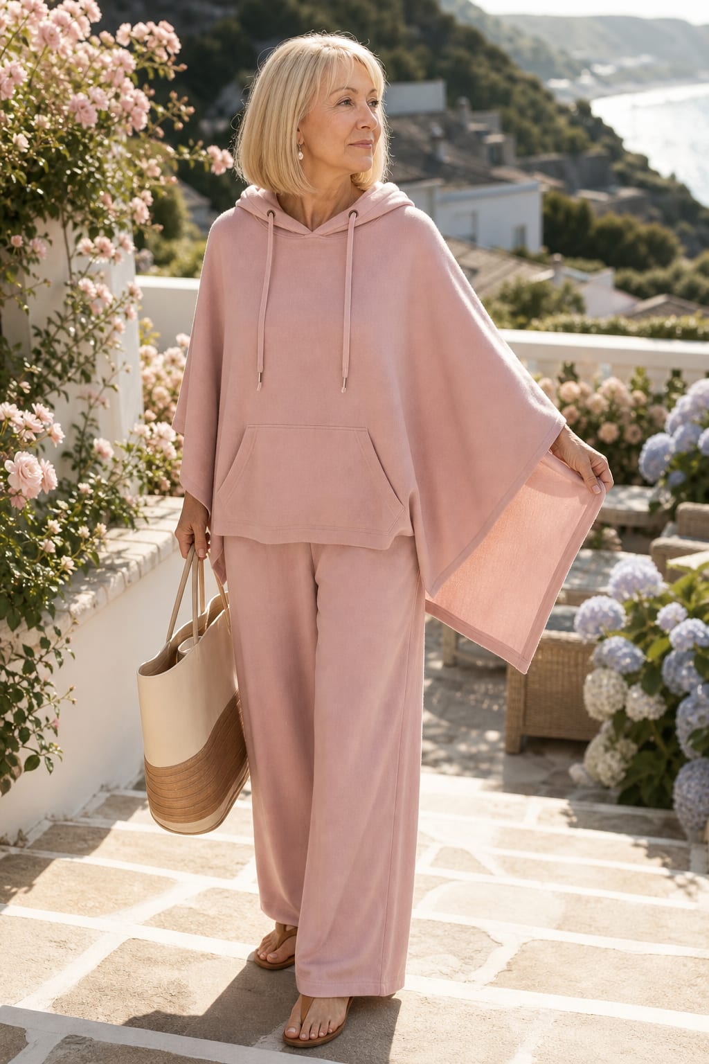 Annabel Hooded Cape Top and Wide Leg Trousers Two Piece Set_2