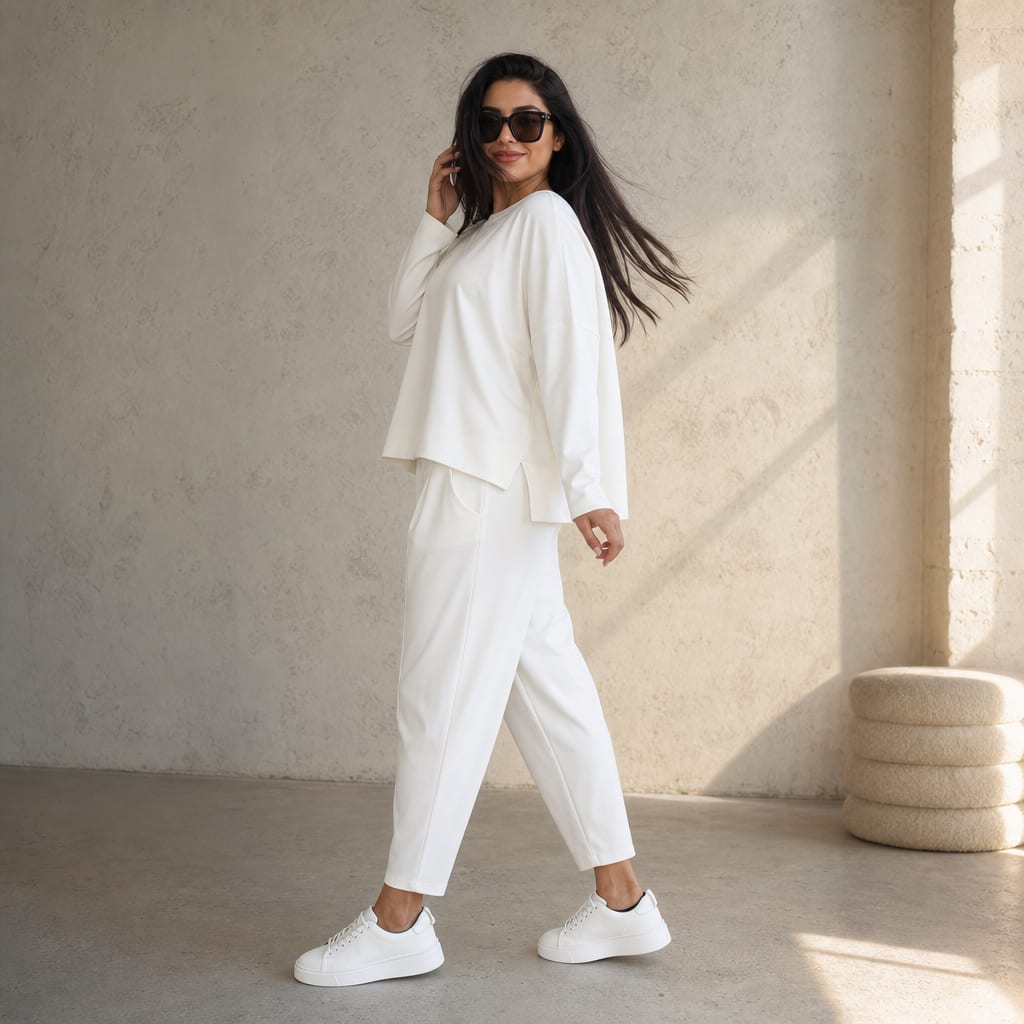 Larissa Boxy Long Sleeve Top and Pleated Pants Two Piece Lounge Set_2