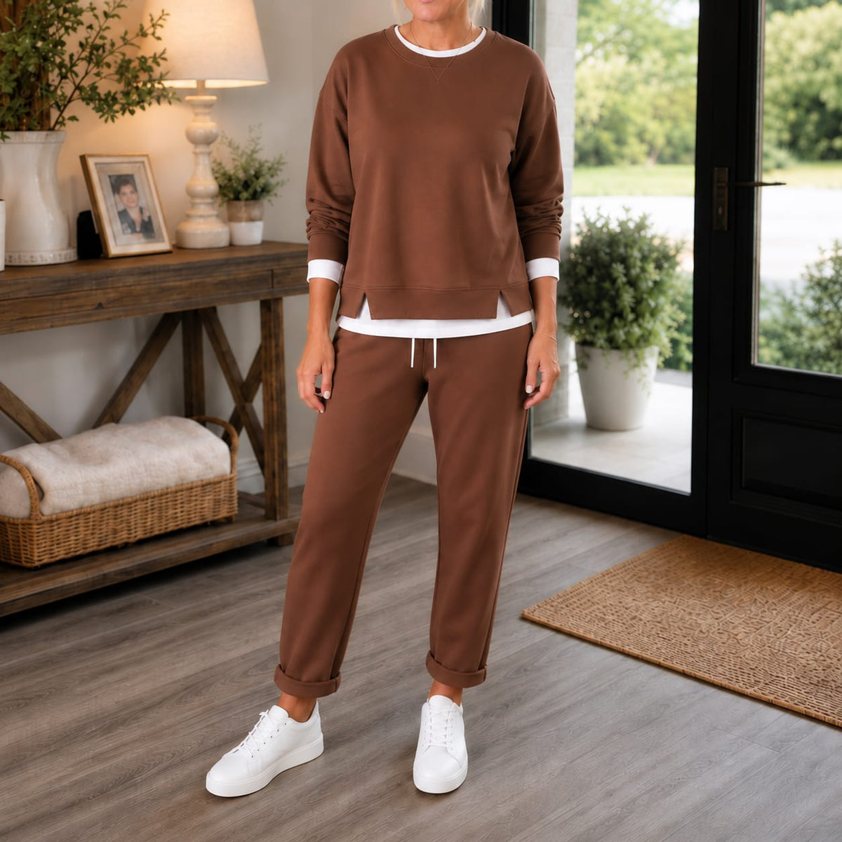 Pippa Side Slit Sweatshirt and Jogger Two Piece Set_11