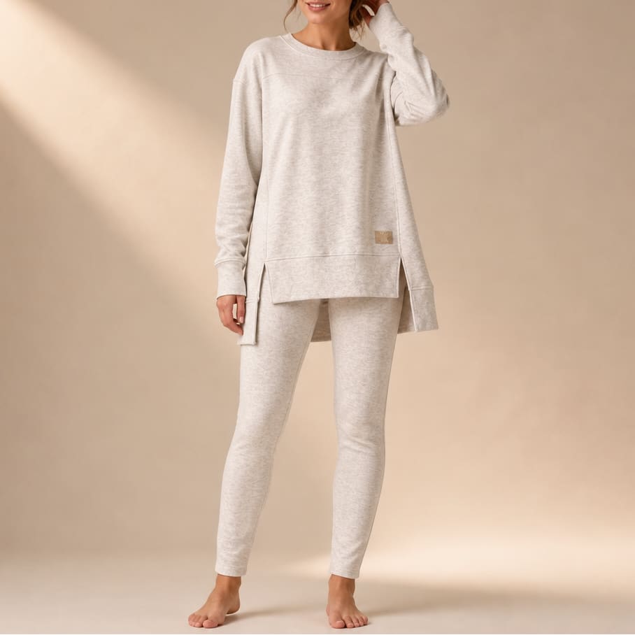 Valentina Side Slit Tunic Top and Leggings Two Piece Set_12