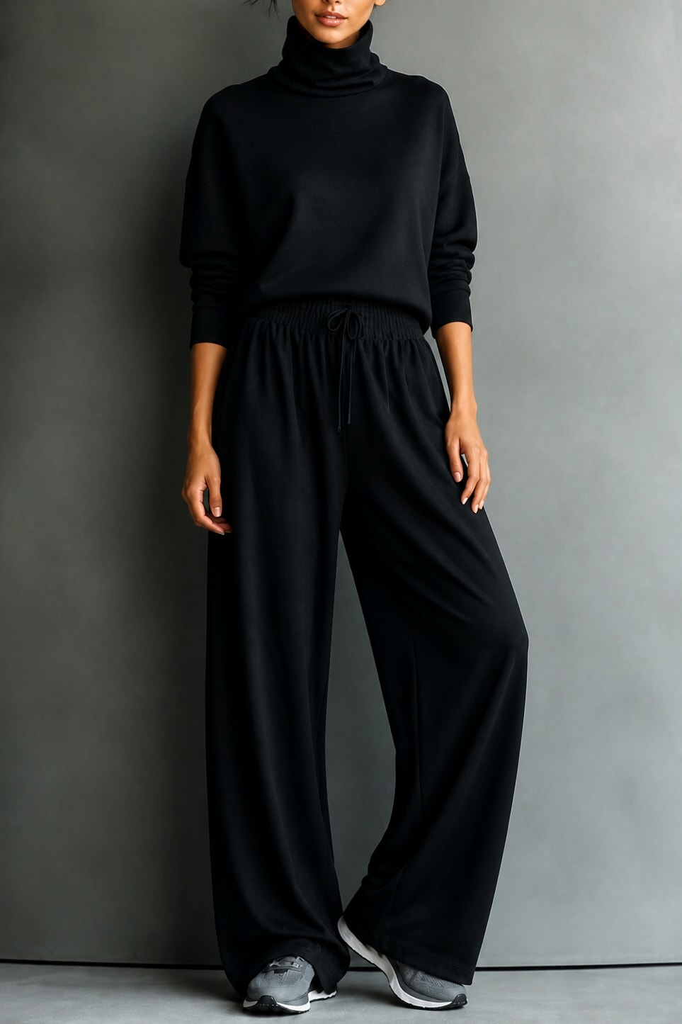 Lena Turtleneck Top and Wide Leg Pants Two Piece Set_14