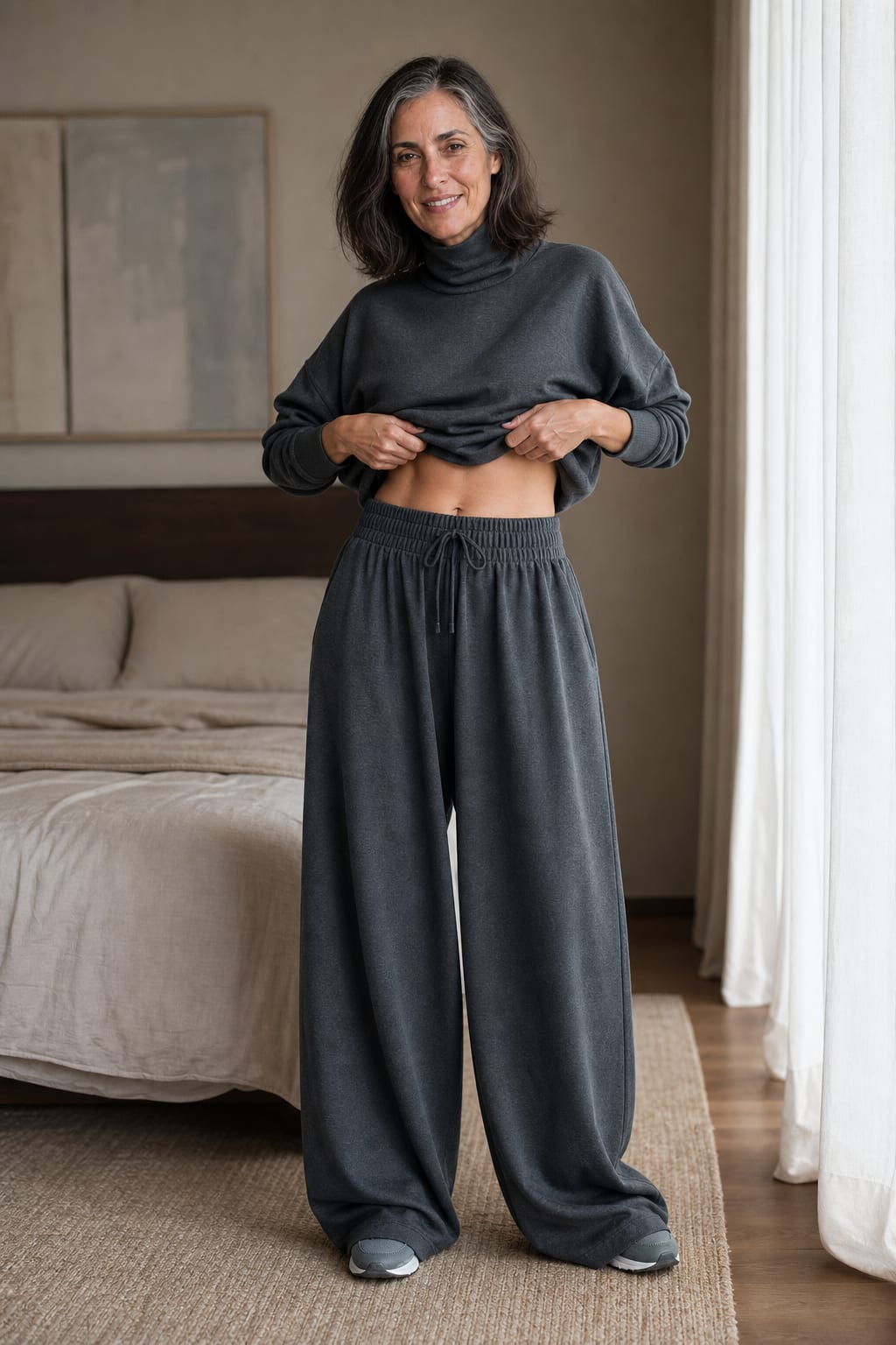Lena Turtleneck Top and Wide Leg Pants Two Piece Set_2