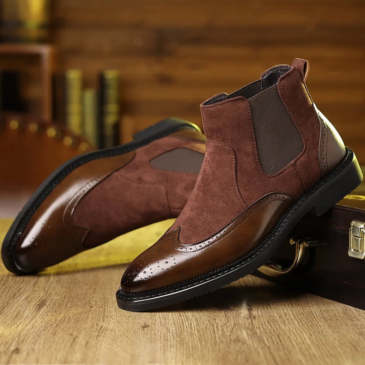 Homer Suede Wingtip Chelsea Boots_5