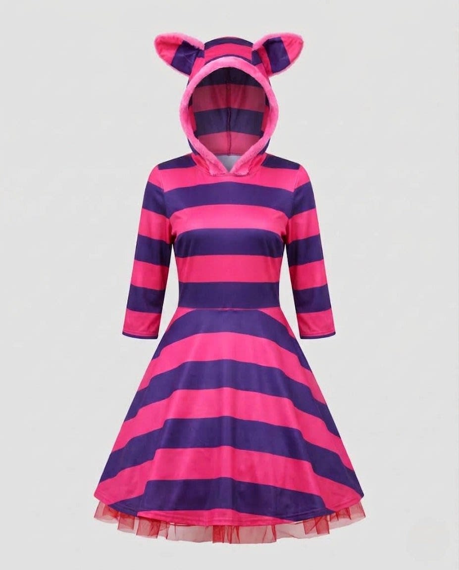 Amara Striped Hooded Cat Costume Dress_4